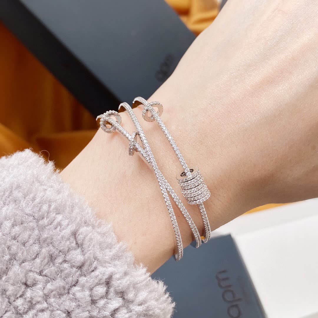APM Monaco Elegant Silver Bracelet with Diamond Accents